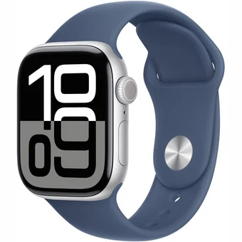 Viedpulkstenis Apple Watch Series 10 GPS 42mm Silver Aluminium Case with Denim Sport Band - M/L