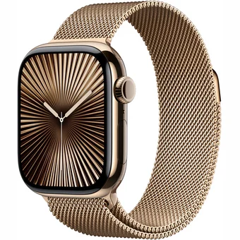 Viedpulkstenis Apple Watch Series 10 GPS + Cellular 42mm Gold Titanium Case with Gold Milanese Loop