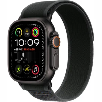 Viedpulkstenis Apple Watch Ultra 2 GPS + Cellular 49mm Black Titanium Case with Black Trail Loop - S/M