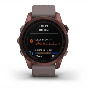 Viedpulkstenis Garmin Fenix 7S Safīra Solar Tumšas bronzas krāsas titāna pārklājums ar pelēku siksniņu