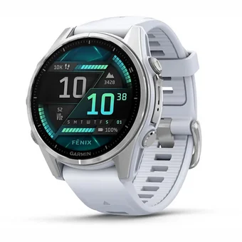 Viedpulkstenis Garmin fenix 8 43mm AMOLED Silver with Whitestone silicone band