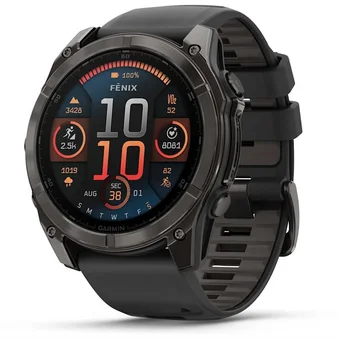 Viedpulkstenis Garmin fenix 8 51 mm AMOLED Sapphire Carbon Grey with Black/Pebble Grey silicone band