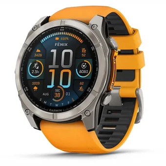 Viedpulkstenis Garmin fenix 8 51mm AMOLED Sapphire Titanium with a Spark Orange/Graphite silicone band