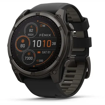 Viedpulkstenis Garmin fenix 8 51mm Solar Sapphire Carbon Grey DLC Titanium with Black/Pebble Grey