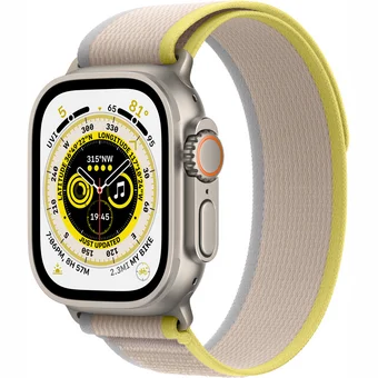 Viedpulkstenis Apple Watch Ultra GPS + Cellular  49mm Titanium Case with Yellow/Beige Trail Loop - S/M