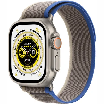 Viedpulkstenis Apple Watch Ultra GPS + Cellular 49mm Titanium Case with Blue/Gray Trail Loop - M/L