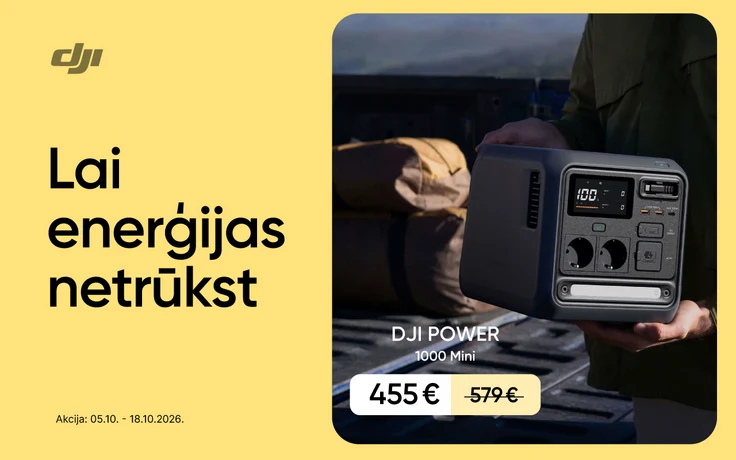 DJI Power 1000 Mini portatīvā enerģijas stacija par 455 € iepriekšējo 579 € vietā.
