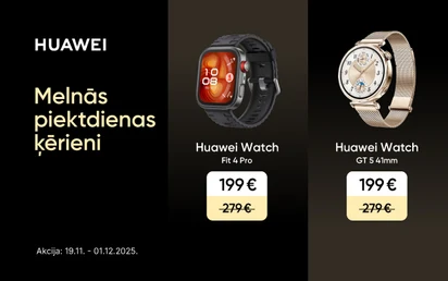 Viens melns, otrs gaišs, sudraba Huawei viedpulkstenis