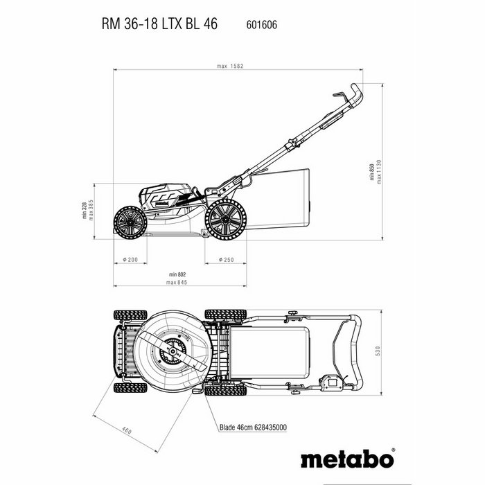Metabo RM 36-18 LTX BL 46 (baterija nav iekļauta)