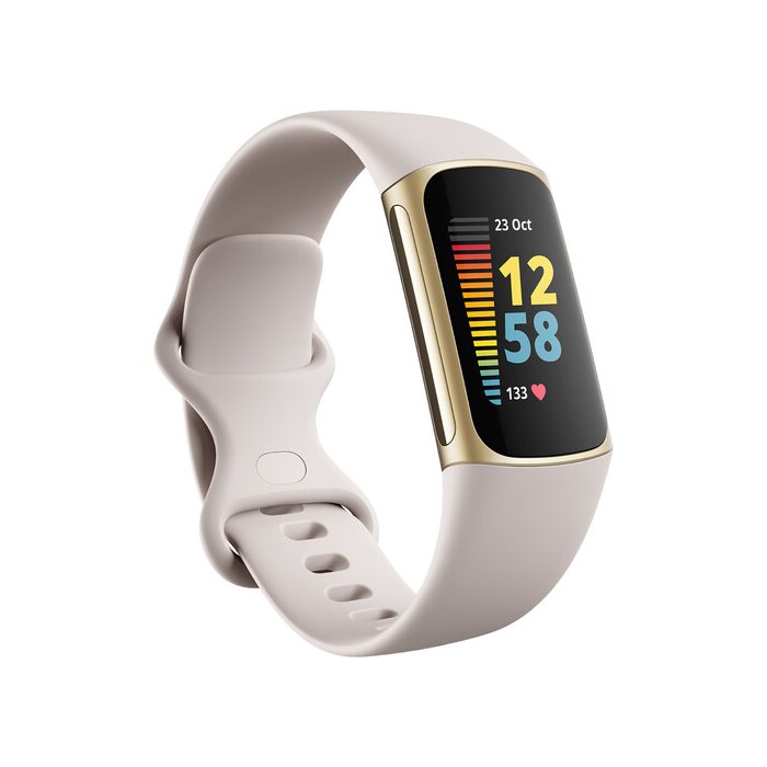 Fitnesa aproce Fitbit Charge 5 Lunar White / Soft Gold Stainless Steel