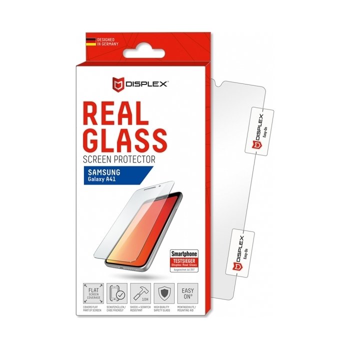 Viedtālruņa ekrāna aizsargs Samsung Galaxy A41 Real Glass 2D by Displex Transparent