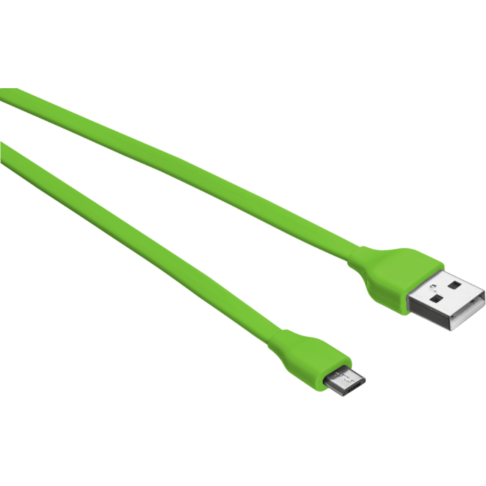 Lādētāji, kabeļi un adapteri Flat Micro-USB Cable 1m - lime green