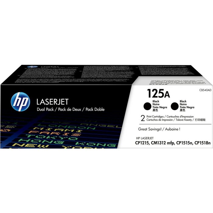 Printeru izejmateriāli HP 125A 2-pack Black Original LaserJet Toner Cartridges CB540AD
