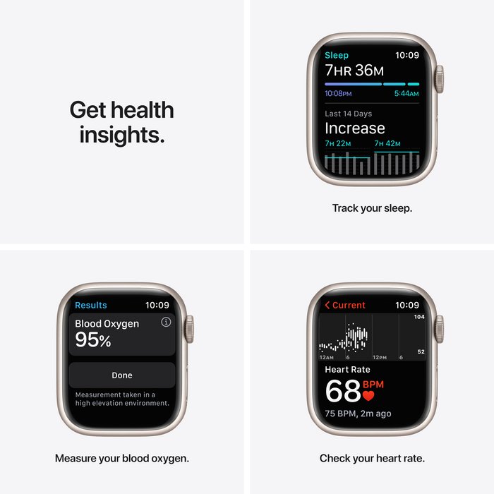 Apple Watch Series 7 GPS 41mm Starlight Aluminium Case with Starlight Sport Band [Demo, komplektācijā neietilpst lādētājs]
