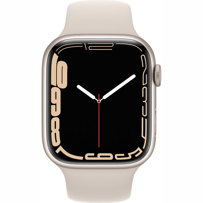 Viedpulkstenis Apple Watch Series 7 GPS 45mm Starlight Aluminium Case with Starlight Sport Band [Mazlietots]