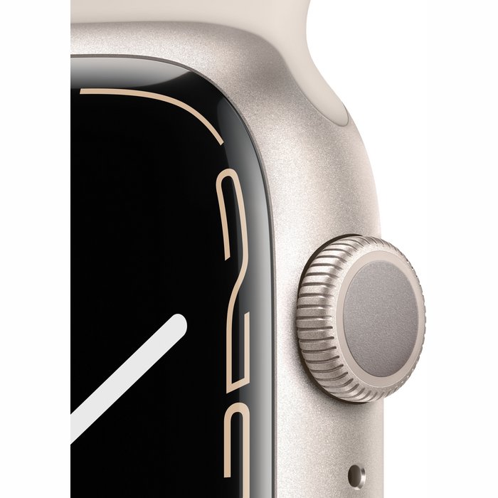 Viedpulkstenis Apple Watch Series 7 GPS 45mm Starlight Aluminium Case with Starlight Sport Band [Mazlietots]
