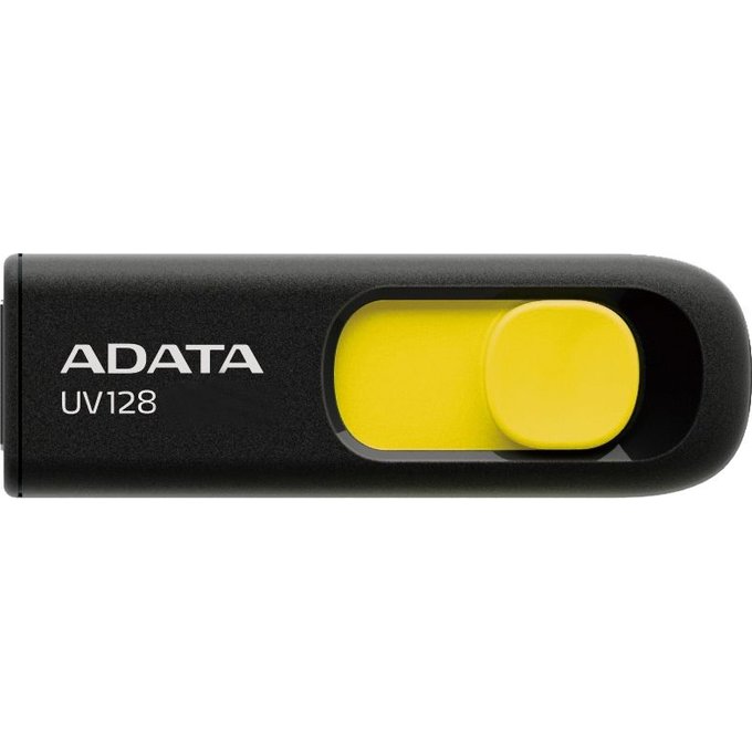 USB zibatmiņa USB zibatmiņa ADATA UV128 64 GB, USB 3.0, Black/Yellow