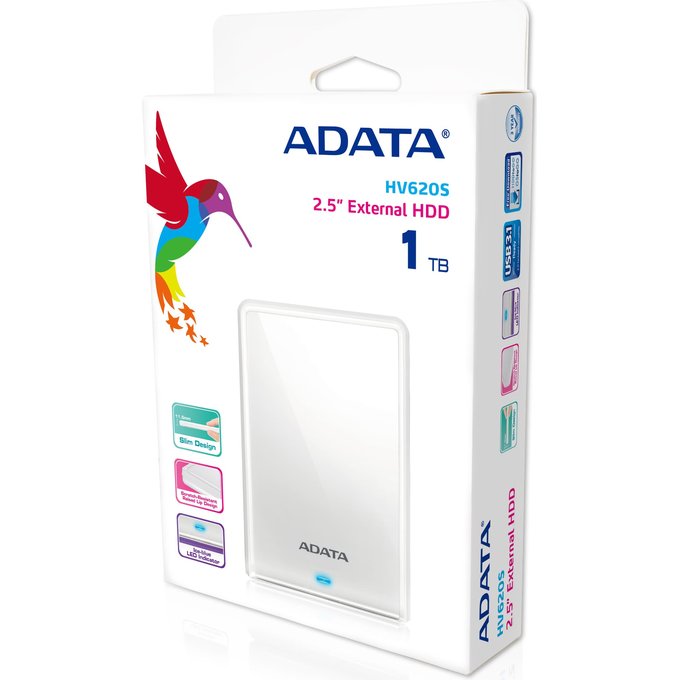 Ārējais cietais disks Adata HV620S 1TB White