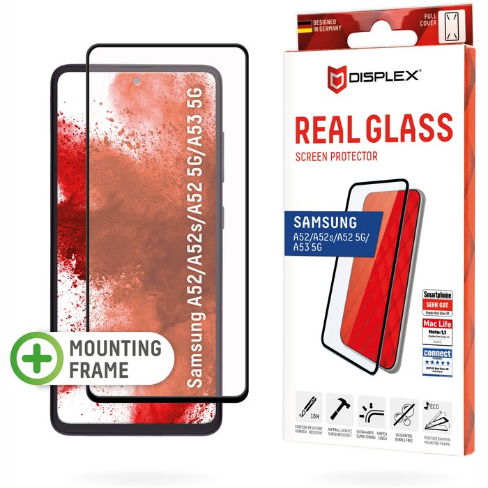 Viedtālruņa ekrāna aizsargs Samsung Galaxy A52/A53 Full Cover 3D Glass By Displex Black