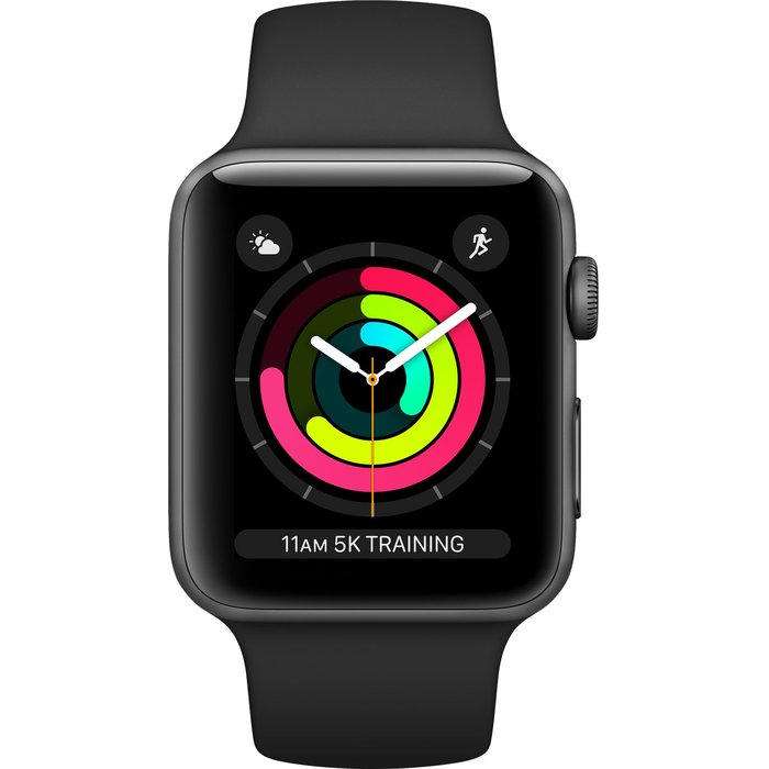 Viedpulkstenis Apple Watch Series 3 (GPS) 38mm Space Gray Black Sport Band