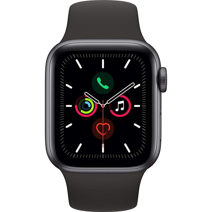 Viedpulkstenis Apple Watch Series 5 GPS, 44mm Space Grey Aluminium Case with Black Sport Band - S/M & M/L