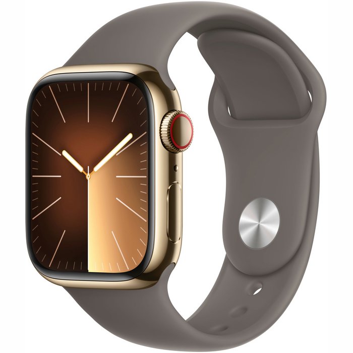 Viedpulkstenis Apple Watch Series 9 GPS + Cellular 41mm Gold Stainless Steel Case with Clay Sport Band - M/L