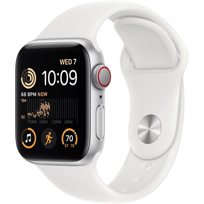 Viedpulkstenis Apple Watch SE (2nd Gen) GPS + Cellular 40mm Silver Aluminium Case with White Sport Band