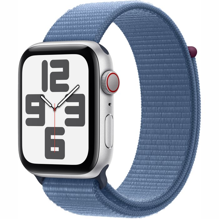 Viedpulkstenis Apple Watch SE 2023 GPS + Cellular 44mm Silver Aluminium Case with Winter Blue Sport Loop