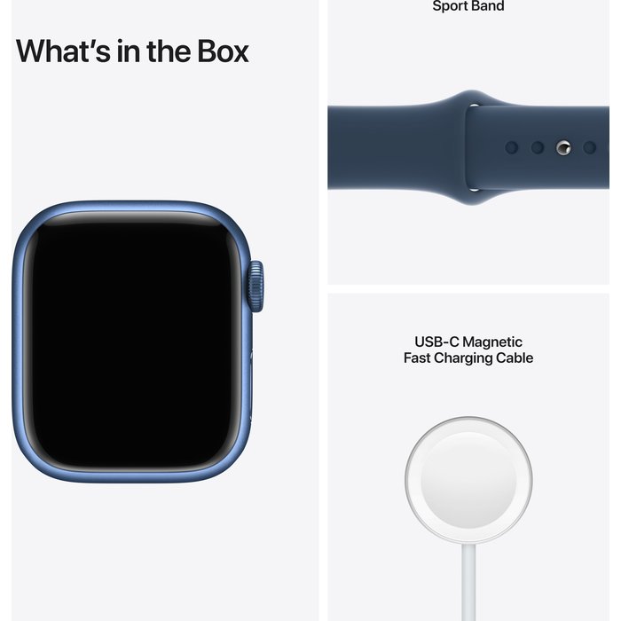 Viedpulkstenis Apple Watch Series 7 GPS 41mm Blue Aluminium Case with Abyss Blue Sport Band