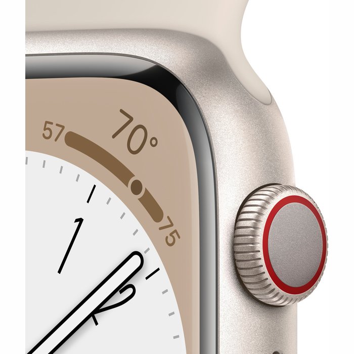 Viedpulkstenis Apple Watch Series 8 GPS + Cellular 41mm Starlight Aluminium Case with Starlight Sport Band