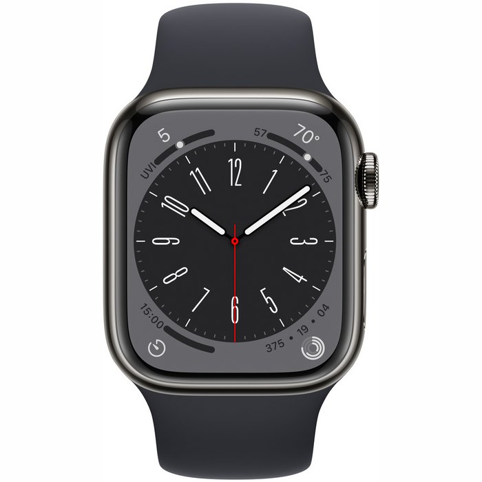 Apple Watch Series 8 GPS + Cellular 41mm Graphite Stainless Steel Case with Midnight Sport Band