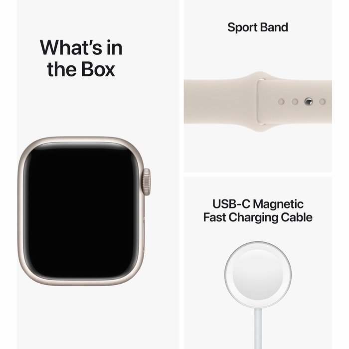 Viedpulkstenis Apple Watch Series 8 GPS 41mm Starlight Aluminium Case with Starlight Sport Band