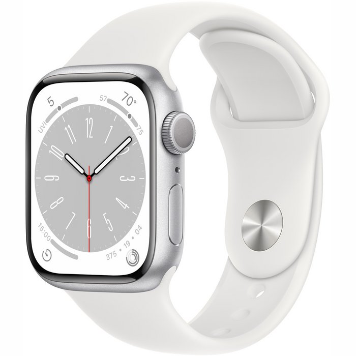 Viedpulkstenis Apple Watch Series 8 GPS + Cellular 41mm Silver Aluminium Case with White Sport Band