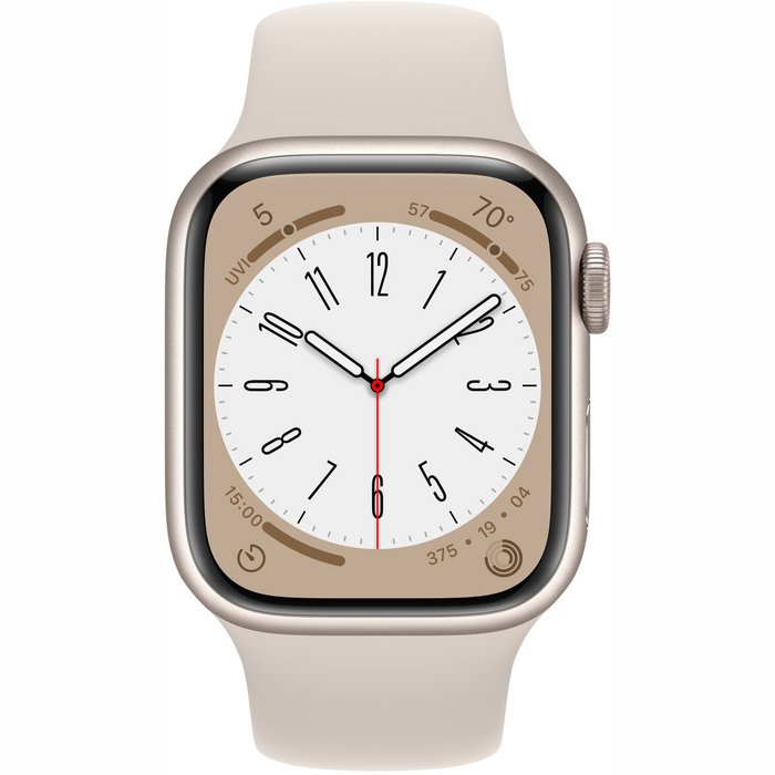Viedpulkstenis Apple Watch Series 8 GPS 41mm Starlight Aluminium Case with Starlight Sport Band