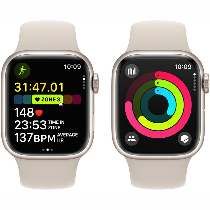 Viedpulkstenis Apple Watch Series 9 GPS + Cellular 45mm Starlight Aluminium Case with Starlight Sport Band - M/L