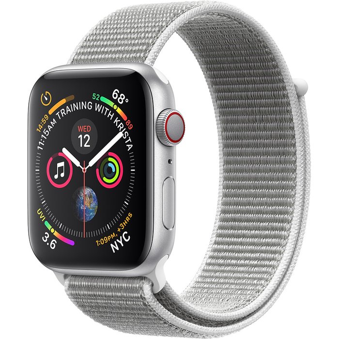 Viedpulksteņi Apple Watch Series 4 44mm Silver, Loop Seashell Sport Band