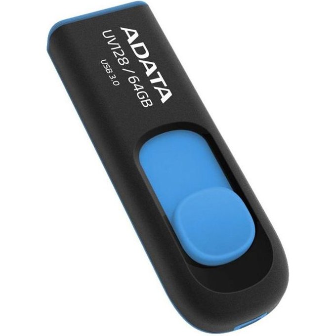 USB zibatmiņa Adata Dashdrive UV128 64GB Black/Blue USB3.0