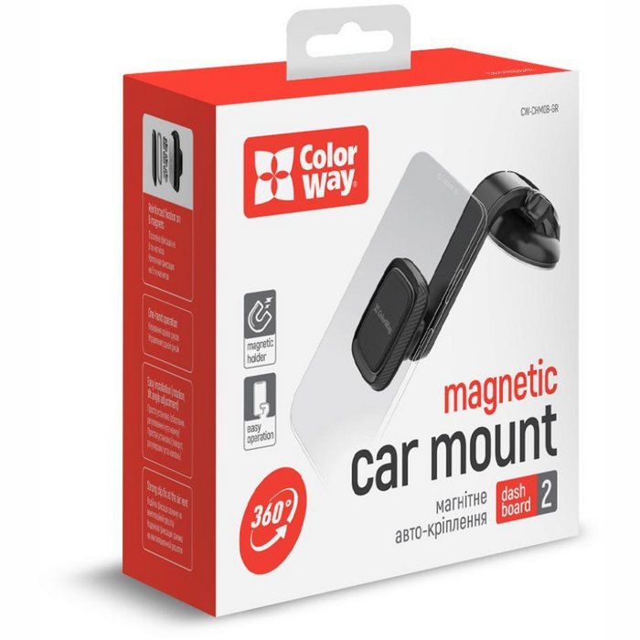 Viedtālruņa auto turētājs ColorWay CW-CHM08-GR Magnetic 360