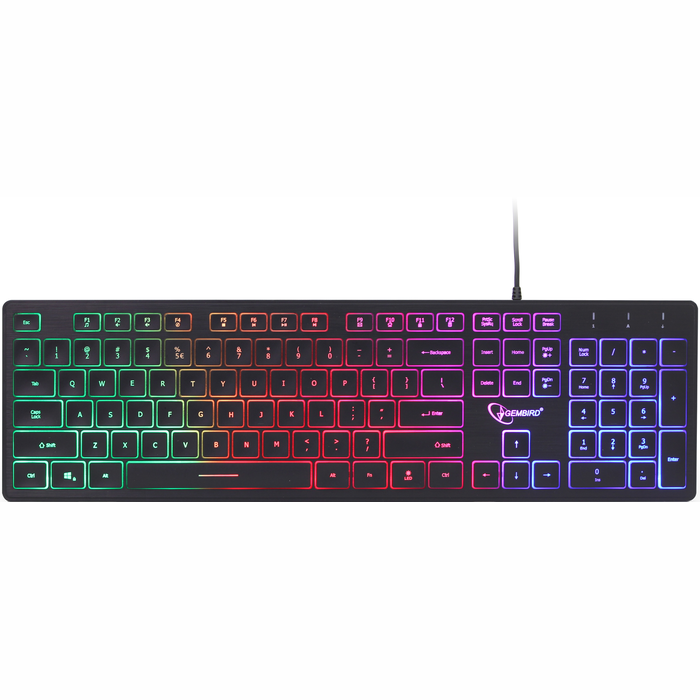 Klaviatūras Gembird UML-01 Rainbow Multimedia Keyboard Black [Mazlietots]
