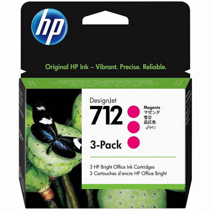 HP 712 Magenta DesignJet Ink Cartridge 3-Pack