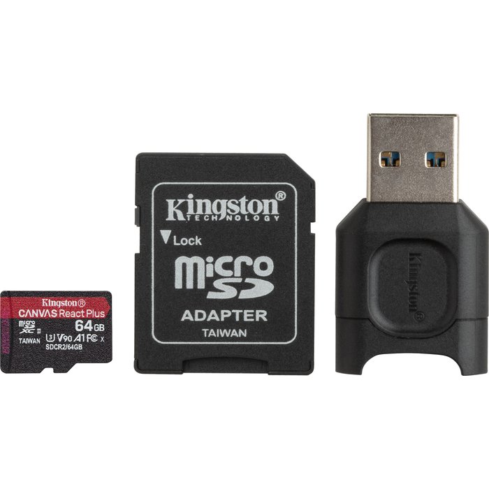 Kingston Canvas React Plus MicroSDXC UHS-II U3 Class 10 64GB