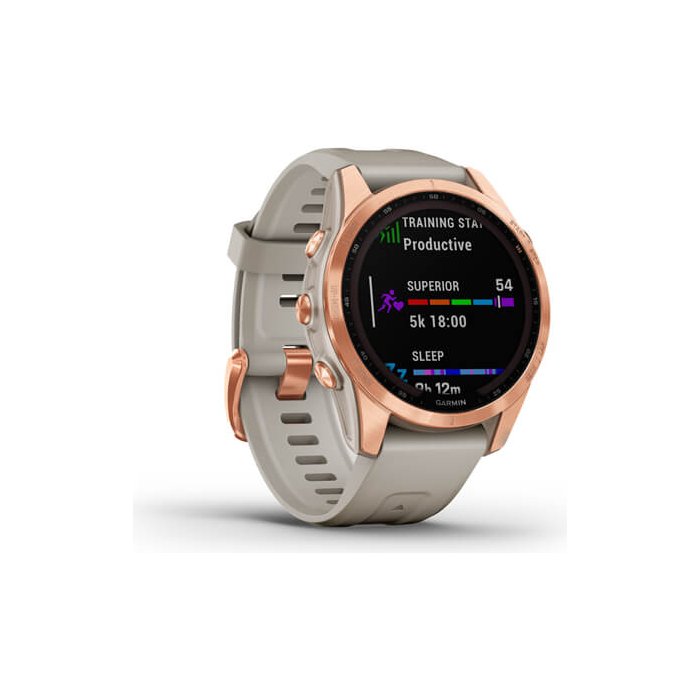 Viedpulkstenis Garmin Fenix 7S Solar Rose Gold with Light Sand Band