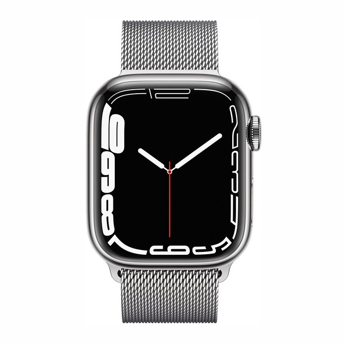 Apple Watch Series 7 GPS + Cellular 41mm Silver Stainless Steel Case with Silver Milanese Loop