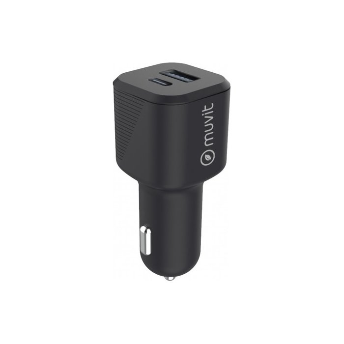 Muvit Travel Charger Car Charger PD USB 20W+ QC 3.0 18W By Muvit Black