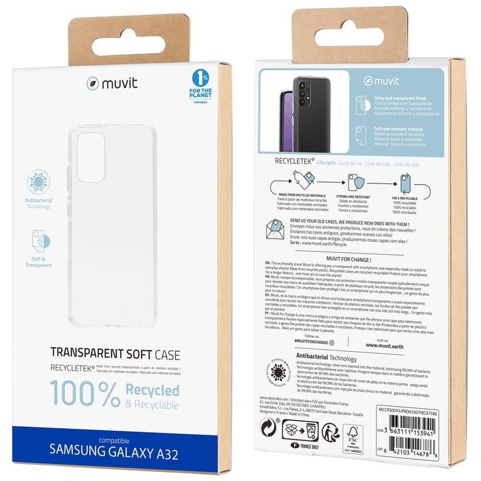 Samsung Galaxy A32 4G Recycletek Cover By Muvit Transparent