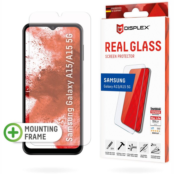 Viedtālruņa ekrāna aizsargs Samsung Galaxy A15/15 5G Real 2D Glass By Displex Transparent