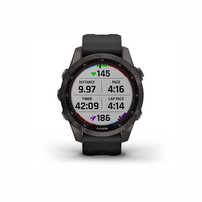 Garmin Fenix 7s Sapphire Solar Edition Carbon Gray Black band
