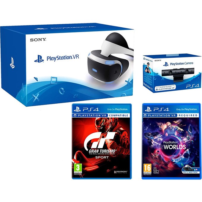 Sony PlayStation VR + Camera + Gran Turismo Sport + VR Worlds