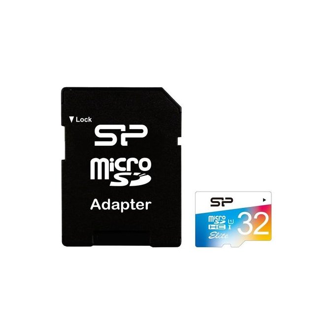 Atmiņas karte Silicon Power Elite UHS-1 Colorful 32 GB, MicroSDHC, Flash memory class 10, SD adapter