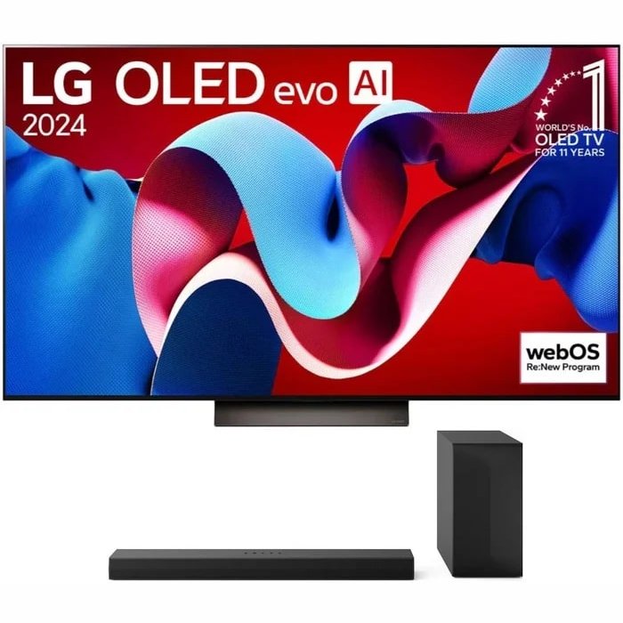 Televizors LG 77" UHD OLED evo C4 Smart OLED77C41LA + Soundbars LG S60T Komplekts